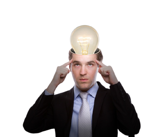 Homem com luz no lugar do cérebro